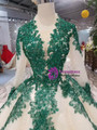Shop 2019 Long & Short Champagne Ball Gown Tulle Sequins Green Sequins Appliques Long Sleeve Wedding Dress With Factory Price From Kemedress