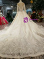 Shop 2019 Long & Short Champagne Ball Gown Lace Satin Long Sleeve Wedding Dress With Beading With Factory Price From Kemedress