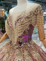 Shop 2019 Long & Short Pink Purple Sequins Ball Gown Bateau Cap Sleeve Backless Wedding Dress With Beading With Factory Price From Kemedress