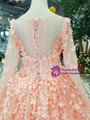 Shop 2019 Long & Short Pink Ball Gown Tulle Long Sleeve Appliques Wedding Dress With Beading With Factory Price From Kemedress