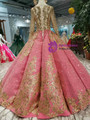 Shop 2019 Long & Short Red Ball Gown Sequins Gold Sequins Appliques Long Sleeve Wedding Dress With Factory Price From Kemedress