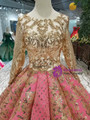 Shop 2019 Long & Short Red Ball Gown Sequins Gold Sequins Appliques Long Sleeve Wedding Dress With Factory Price From Kemedress
