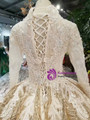 Shop 2019 Long & Short Champagne Gold Sequins V-neck Long Sleeve Appliques Wedding Dress With Factory Price From Kemedress