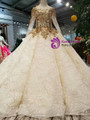 Shop 2019 Long & Short Champagne Ball Gown Tulle Sequins Long Sleeve Wedding Dress With Train  With Factory Price From Kemedress