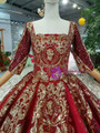 Shop 2019 Long & Short Red And Gold Sequins Square Neck Short Sleeve Backless Wedding Dress With Factory Price From Kemedress