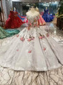 Shop 2019 Long & Short Gray Ball Gown Tulle Lace Embroidery Appliques Off The Shoulder Wedding Dress With Factory Price From Kemedress