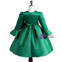 Shop 2019 Long & Short In Stock:Ship in 48 Hours Green Satin Long Sleeve Flower Girl Dress With Bow With Factory Price From Kemedress