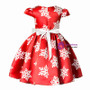Shop 2019 Long & Short In Stock:Ship in 48 Hours Red Satin Cap Sleeve Print Flower Girl Dress With Factory Price From Kemedress