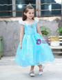 Shop 2019 Long & Short In Stock:Ship in 48 Hours Blue Organza Cap Sleeve Princess Frozen Dress With Factory Price From Kemedress