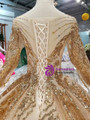 Shop 2019 Long & Short Champagne Gold Tulle Sequins Bateau Long Sleeve Crystal Wedding Dress With Train With Factory Price From Kemedress