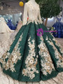 Shop 2019 Long & Short Green Ball Gown Sequins V-neck Long Sleeve Appliques Wedding Dress With Factory Price From Kemedress
