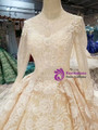Shop 2019 Long & Short Champagne Ball Gown Lace Long Sleeve Beading Appliques Wedding Dress With Factory Price From Kemedress