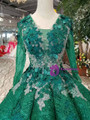 Shop 2019 Long & Short Green Ball Gown Sequins See Through V-neck Long Sleeve Appliques Wedding Dress With Factory Price From Kemedress