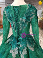 Shop 2019 Long & Short Green Ball Gown Sequins See Through V-neck Long Sleeve Appliques Wedding Dress With Factory Price From Kemedress