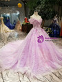 Shop 2019 Long & Short Purple Tulle Sequins Off The Shoulder Appliques Beading Wedding Dress With Train With Factory Price From Kemedress