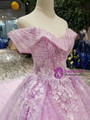 Shop 2019 Long & Short Purple Tulle Sequins Off The Shoulder Appliques Beading Wedding Dress With Train With Factory Price From Kemedress
