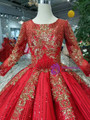 Shop 2019 Long & Short Red Ball Gown Sequins Long Sleeve Wedding Dress With Beading  With Factory Price From Kemedress
