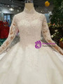 Shop 2019 Long & Short Ball Gown Tulle Appliques High Neck Long Sleeve Wedding Dress With Train With Factory Price From Kemedress