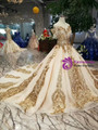 Shop 2019 Long & Short Champagne Ball Gown Tulle Sequins Gold Sequins Appliques Off The Shoulder Wedding Dress With Factory Price From Kemedress