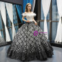 Shop 2019 Long & Short Black And White Ball Gown Off The Shoulder Lace Beading Haute Couture Prom Dresses With Feather With Factory Price From Kemedress