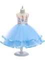 Shop 2019 Long & Short In Stock:Ship in 48 Hours Blue Tulle Appliques Unicorn Flower Girl Dress With Factory Price From Kemedress