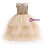 Shop 2019 Long & Short In Stock:Ship in 48 Hours Gold Tulle Sequins Appliques Flower Girl Dress  With Factory Price From Kemedress