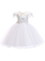 Shop 2019 Long & Short In Stock:Ship in 48 Hours White Tulle Appliques Cap Sleeve Flower Girl Dress With Factory Price From Kemedress