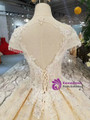 Shop 2019 Long & Short Champagne Ball Gown Tulle Sequins Cap Sleeve Backless Wedding Dress With Beading With Factory Price From Kemedress