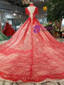 Shop 2019 Long & Short Red Ball Gown Tulle Sequins High Neck Backless Cap Sleeve Wedding Dress With Factory Price From Kemedress