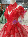 Shop 2019 Long & Short Red Ball Gown Tulle Sequins High Neck Backless Cap Sleeve Wedding Dress With Factory Price From Kemedress