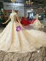 Shop 2019 Long & Short Champagne Ball Gown Lace Tulle Off The Shoulder Beading Wedding Dress With Long Train With Factory Price From Kemedress