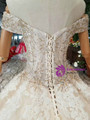 Shop 2019 Long & Short Champagne Ball Gown Lace Tulle Off The Shoulder Beading Wedding Dress With Long Train With Factory Price From Kemedress