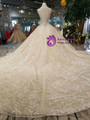 Shop 2019 Long & Short Champagne Ball Gown Tulle Sequins V-neck Backless Beading Wedding Dress With Factory Price From Kemedress