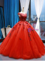 Shop 2019 Long & Short Red Ball Gown Tulle Appliques Bateau Backless Cap Sleeve Floor Length Prom Dress With Factory Price From Kemedress
