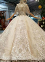 Shop 2019 Long & Short Champagne Ball Gown Tulle Lace Appliques Off The Shoulder Wedding Dress With Long Train With Factory Price From Kemedress
