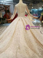Shop 2019 Long & Short Champagne Ball Gown Tulle Sequins Bateau Long Sleeve Wedding Dress With Beading With Factory Price From Kemedress