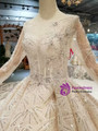 Shop 2019 Long & Short Champagne Ball Gown Tulle Sequins Bateau Long Sleeve Wedding Dress With Beading With Factory Price From Kemedress