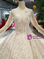 Shop 2019 Long & Short Champagne Ball Gown Tulle Sequins Bateau Long Sleeve Wedding Dress With Beading With Factory Price From Kemedress