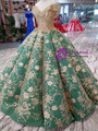Shop 2019 Long & Short Green Ball Gown Off The Shoulder Champagne Appliques Wedding Dress With Factory Price From Kemedress