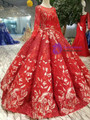Shop 2019 Long & Short Red Ball Gown Sequins Appliques Long Sleeve Beading Wedding Dress With Factory Price From Kemedress