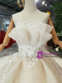 Shop 2019 Long & Short Champagne Ball Gown Tulle Appliques Backless Wedding Dress With Train With Factory Price From Kemedress