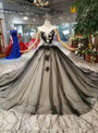 Shop 2019 Long & Short Black Ball Gown Tulle Bateau Backless Appliques Wedding Dress With Train With Factory Price From Kemedress