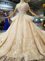 Shop 2019 Long & Short Champagne Ball Gown Lace Appliques Off The Shoulder Wedding Dress With Train With Factory Price From Kemedress