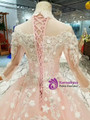 Shop 2019 Long & Short Pink Ball Gown Tulle White Appliques High Neck Long Sleeve Wedding Dress With Factory Price From Kemedress