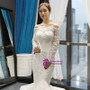 Shop 2019 Long & Short White Mermaid Off The Shoulder Tulle Long Sleeve Lace Appliques Wedding Dress With Factory Price From Kemedress