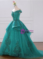 Shop 2019 Long & Short Green Ball Gown Tulle Lace Layered Off The Shoulder Quinceanera Dress With Factory Price From Kemedress