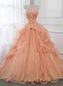 Shop 2019 Long & Short Orange Ball Gown Tulle Strapless Ruffles Long Sweet 16 Quinceanera Dresses With Factory Price From Kemedress