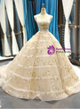 Shop 2019 Long & Short Champagne Ball Gown Straps Tulle Appliques Backless Sweet 16 Prom Dress With Factory Price From Kemedress