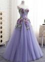 Shop 2019 Long & Short A-Line Purple Tulle Embroidery Appliques Sweetheart Neck Prom Dress With Factory Price From Kemedress