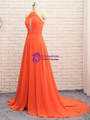 Shop 2019 Long & Short A-Line Orange Chiffon Halter Cut Out Backless Prom Dress With Factory Price From Kemedress